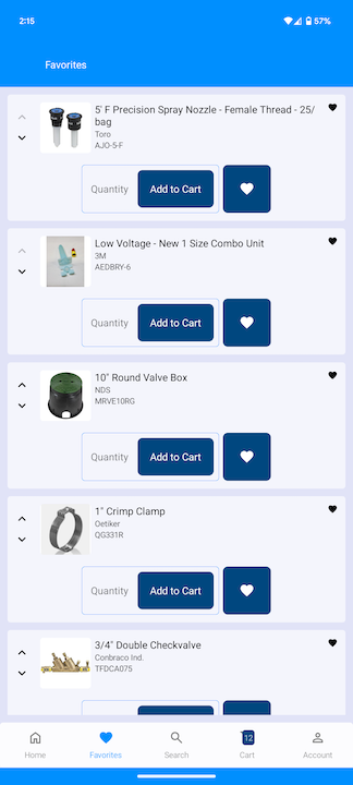 Customer favorites list