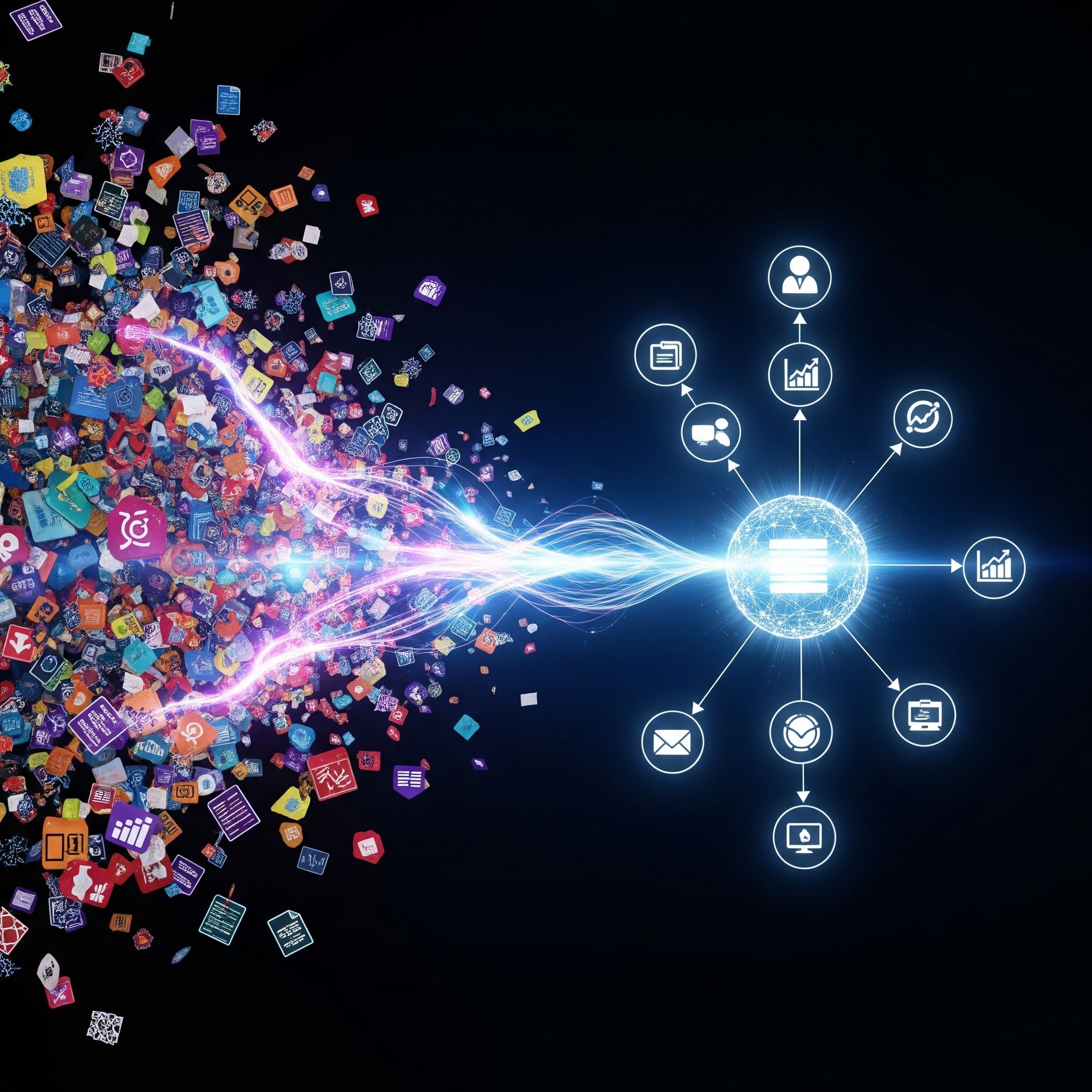 Image of different icons woven together