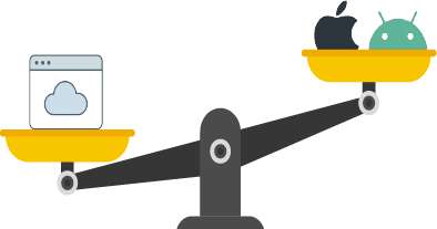 Image illustrating the art of trying to determine which platform, iOS, Android or Web or all three to develop on