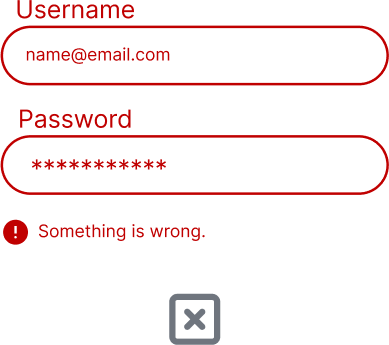 illustration of improber user interface error handling telling the user that there is an error but not specifically what or where on the page